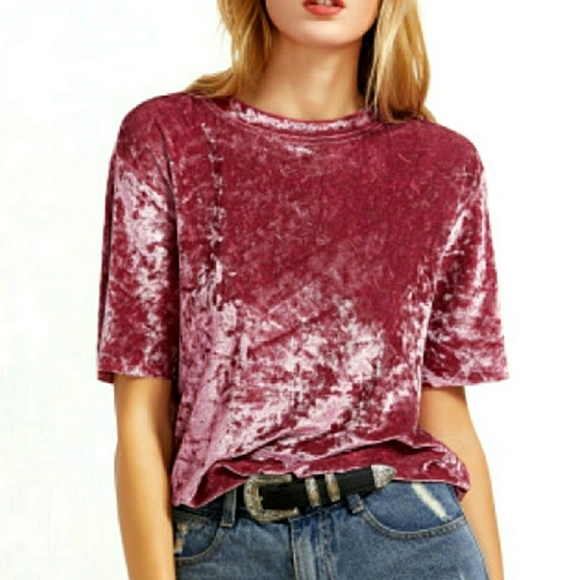 Boutique Tops - Crushed Velvet Tee Style Top